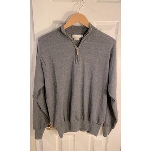 Peter Millar Sweater Mens Medium Gray Merino Wool Quarter Zip Pullover Mock Neck